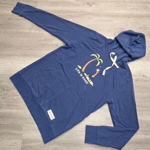 Life Is Good Mens Hoodie Vintage Blue Jake Golfing Palm Tree M 217 LT Fall 2023
